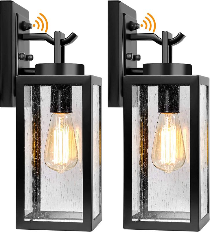 Photo 1 of 2 Packs Dusk to Dawn Outdoor Wall Lantern with Sensor, Exterior Porch Light Fixtures Wall Mount, 100% Waterproof Anti-Rust, Matte Black Outdoor Wall Lights for Garage, Doorway, Hallway
