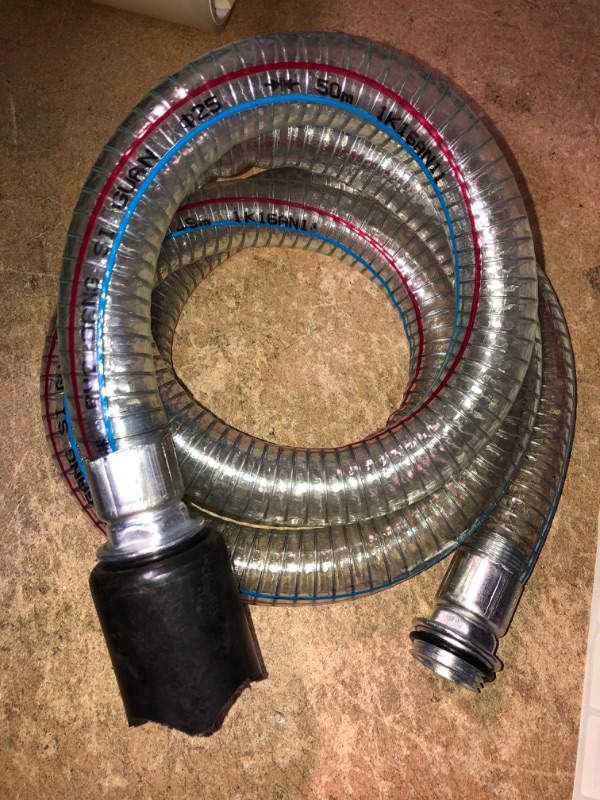 Photo 2 of 1 Inch Suction Hose for Fuel Transfer Pump with Threaded Couplings Oil Diesel Kerosene Transfer Hose Tube 6 Feet Length
