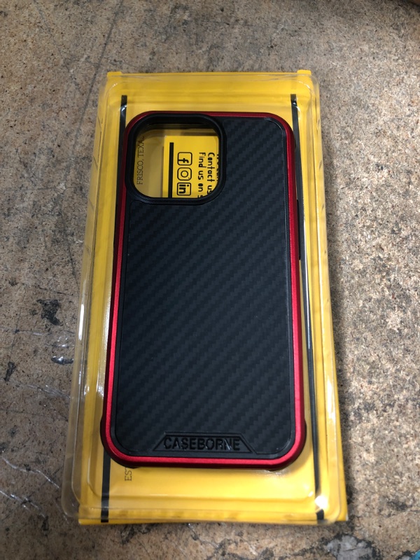 Photo 2 of CaseBorne R Series Compatible with iPhone 13 Pro Case - Aramid Fiber - Aluminum Frame-12 ft Drop Tested -Red