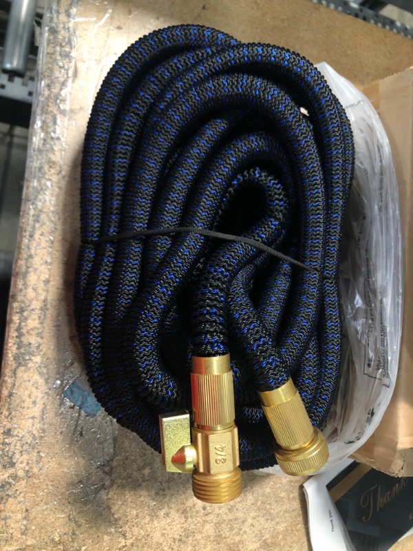 Photo 2 of 100ft Expandable Garden Hose Flexible Garden Hose Lightweight Extra Strength Fabric and 3-Layer Latex Core, 3/4" Solid Brass Fittings