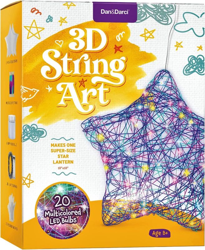 Photo 1 of 3D String Art Kit for Kids - Makes a Light-Up Star Lantern with 20 Multi-Colored LED Bulbs - Kids Gifts - Crafts for Girls and Boys Ages 8-12 - DIY Arts & Craft Kits for 8, 9, 10, 11, 12 Year Old Girl
