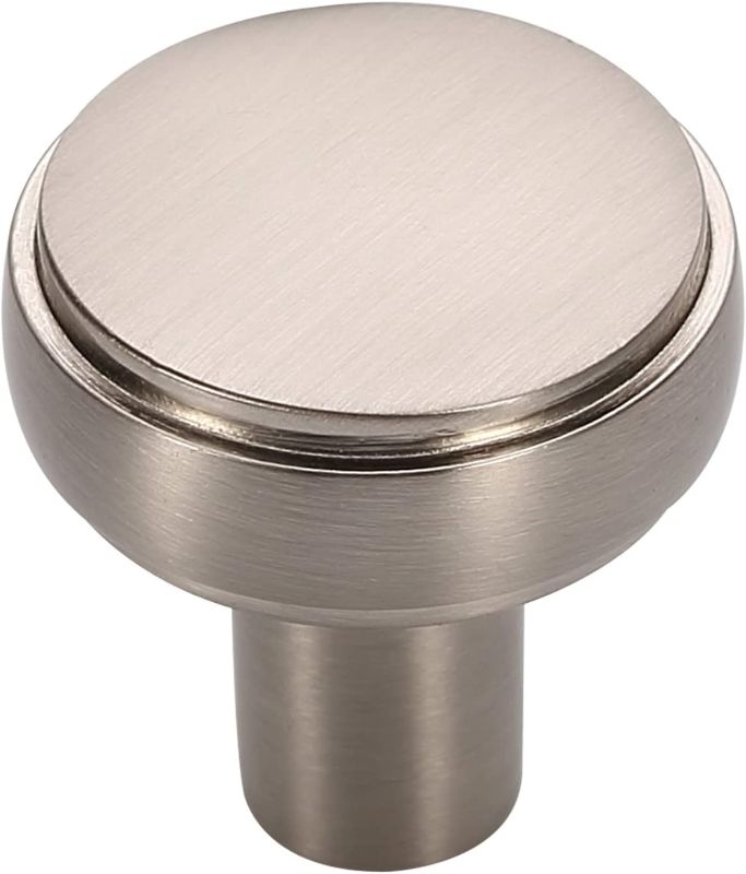 Photo 1 of Alzassbg AL6019BSN Brushed Satin Nickel, 1-1/4 Inch(31mm) Diameter Cabinet Hardware Round Flat Knobs for Cupboard and Drawer 10 Pack
