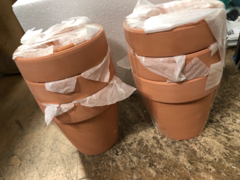 Photo 2 of ***6 Pack*** Small Mini Clay Pots with Drainage Holes 