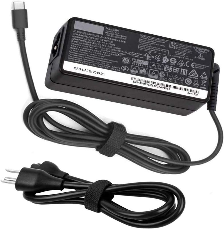 Photo 1 of 65W USB-C Power Supply Laptop Charger for ThinkPad p52s t480 t480s t580 t580p p53s t590 t490s t490 t495 t495s X1 Carbon 6th Gen Yoga 920 C930 730-13IKB,4x20m26268 Type-C Power Supply Adapterr C
