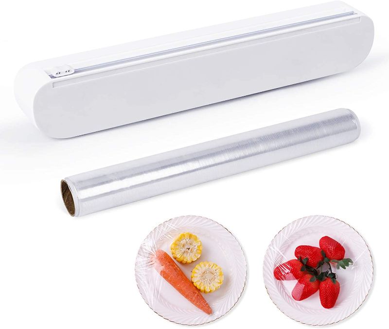 Photo 1 of ChicWrap Marble Refillable Plastic Wrap Dispenser/Slide Cutter and 250' of Professional BPA Free Plastic Wrap - Reusable with Slide Cutter Technology