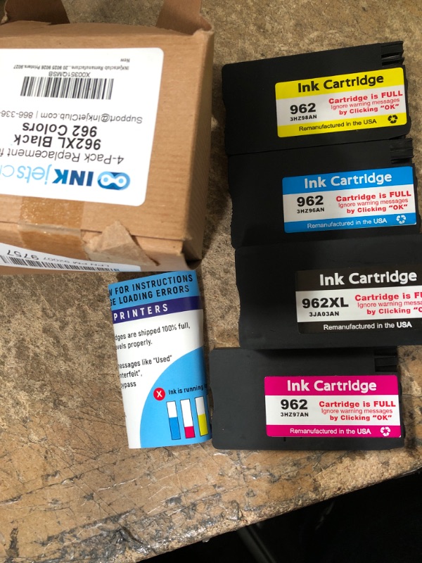 Photo 2 of 962 962 XL 962-XL - WISETA Remanufactured Ink Cartridges Replacement for HP 962 962XL B/C/M/Y Compatible with OfficeJet Pro 9015 9025 9010 9018 9012 9020 9022 9026 9027 Printer (4 Pack)