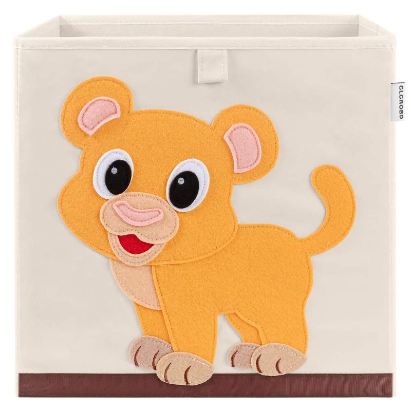 Photo 1 of CLCROBD Foldable Animal Cube Storage Bins Fabric Toy Box/Chest/Organizer for Kids Nursery, 13 inch (Baby Lion)
