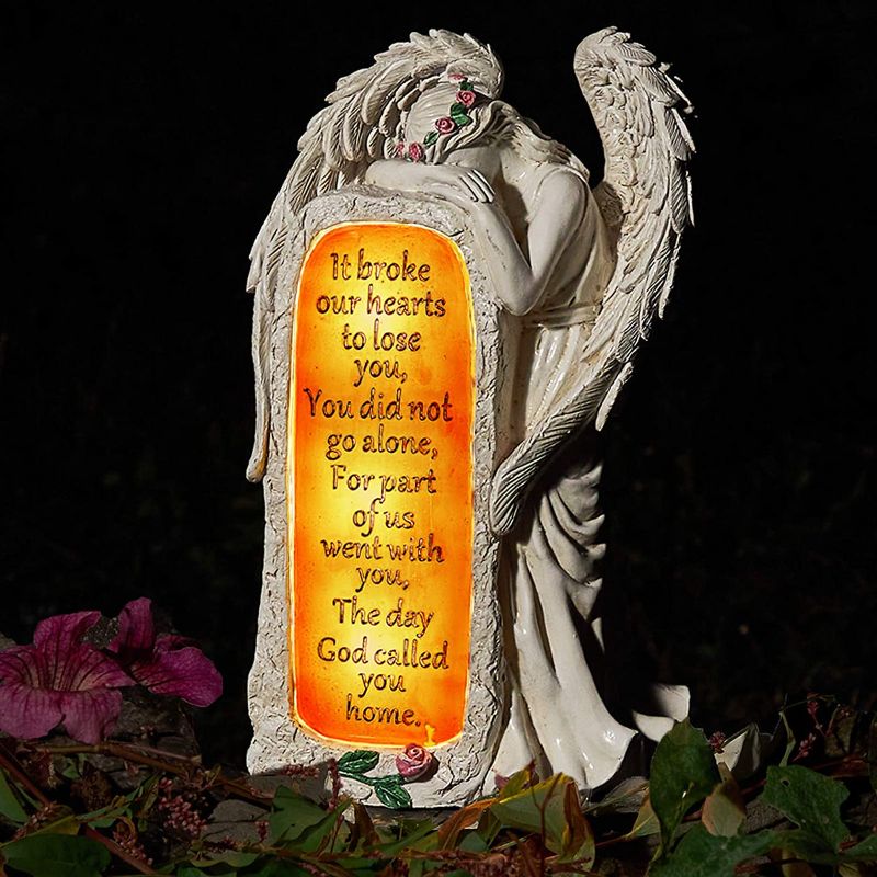 Photo 1 of Angel Garden Statues Outdoor Decor, Solar Angel Figurines Lights for Garden Decoration Yard Art Memorial Gifts for Loss of Loved One