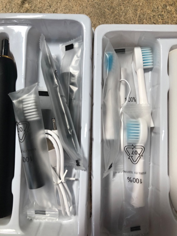 Photo 4 of 2 Pack Sonic Electric Toothbrush 6 Modes 42000vpm, with 2-Minute Built-in Timer, Include 8 Brush Heads (Black+White)