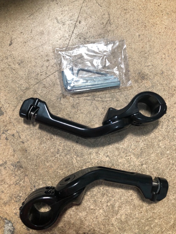 Photo 3 of [New Generation] Long Angled Steamliner Highway Pegs Foot Rest Fit for Harley Touring Street Glide Road Glide Road King Electra Glide Dyna Sportster with 1 1/4 inch Highway Bar (Black)