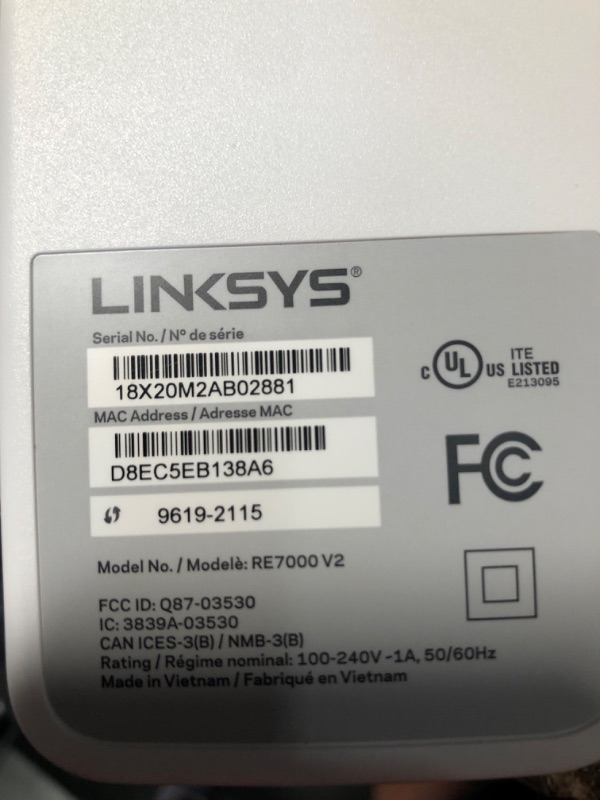 Photo 4 of Linksys RE7000 AC1900 Gigabit Range Extender / Wi-Fi Booster / Repeater MU-MIMO (Max Stream RE7000)