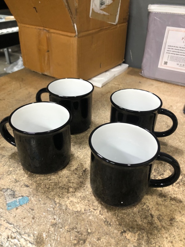 Photo 2 of 15oz Ceramic Campfire Mug set of 4 Camping Style Enamel Mug Unique design BLACK