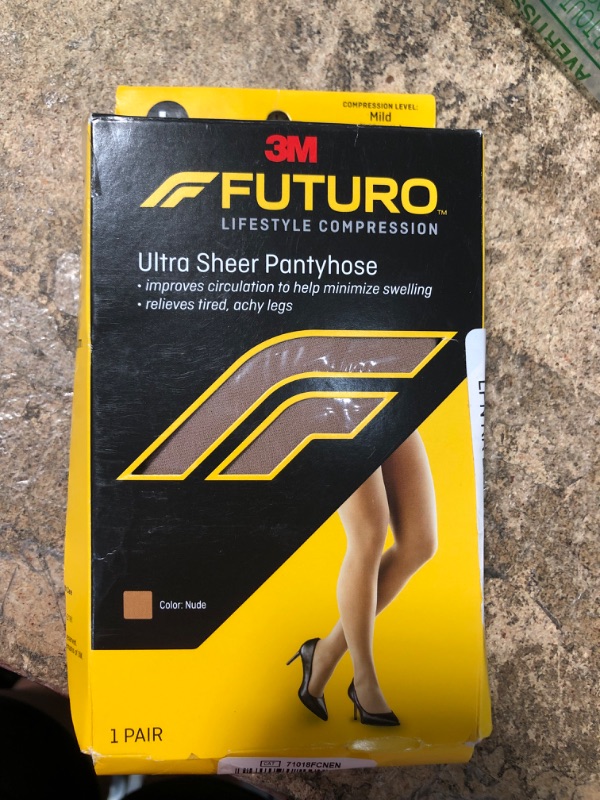 Photo 2 of FUTURO Ultra Sheer Pantyhose Women, Large, Nude, F Cut
