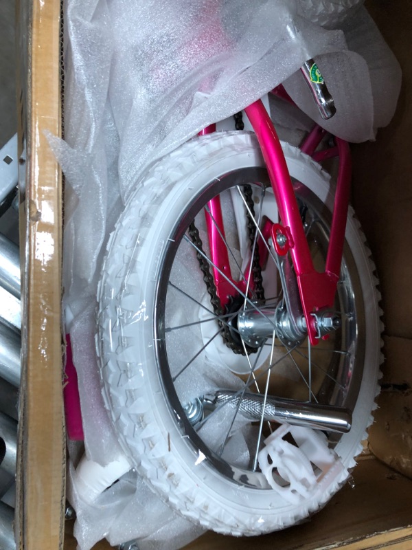 Photo 5 of Dynacraft Magna Kids Bike Girls 16 Inch Wheels with Training Wheels in Pink for Ages 4 Years and Up