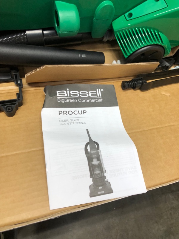 Photo 5 of Bissell BigGreen BGU1937T 13.5" Pro Cup Bagless Upright Vacuum with On-Board Tools, 44" Height, 13.5" Wide, 13.2" Length, Polypropylene, 2 fl. oz. Capacity, Green