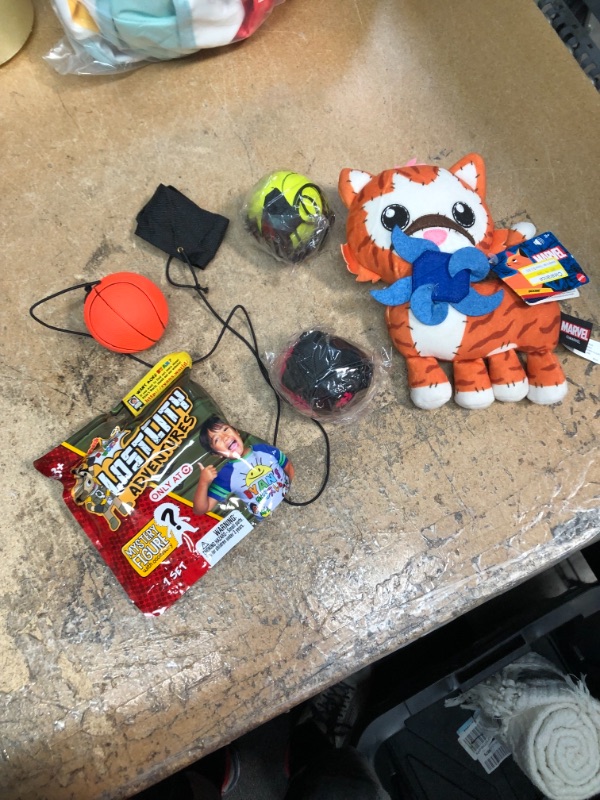 Photo 4 of (KIDS TOY BUNDLE OF 5) Marvel Crafty Creatures Flerken Plush + Ryan S World Lost City Adventures Mystery Pack (1 RANDOM Figure with Accessory) + 2.36 Inch Wrist Return Ball Sports Wrist Ball Rubber Rebound Bouncy Wristband Balls (Basketball, Baseball, Soc