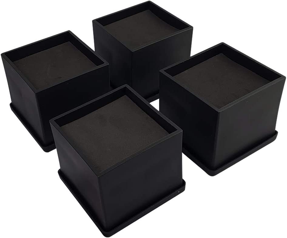 Photo 1 of 4 PACK 2 Inch Furniture Risers, Black Square Chair Table Risers, Sofa Lift, Self-Adhesive Risers for Desk, Cabinet, Couch, Heavy Duty Supports 2,200 lbs