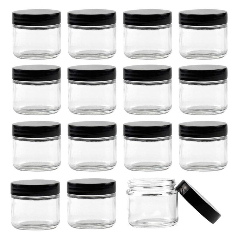 Photo 1 of Bekith 15 pack 2oz Round Jar Straight Sided Clear Glass