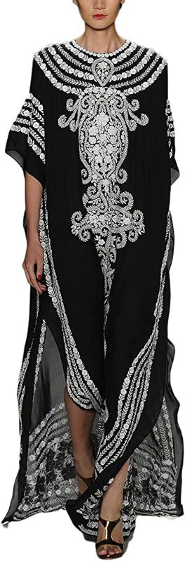 Photo 1 of Bsubseach Women Casual Beach Kaftan Dress Short Sleeve Loungewear Caftan Swimsuit Cover Up