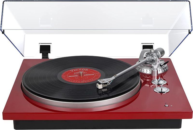 Photo 1 of DIGITNOW High Fidelity Belt Drive Bluetooth Turntable, Vinyl Record Player with Magnetic Cartridge, Adjustable Counter Weight & Anti-Skate Control, Convert Vinyl to Digital MP3s, Red, M619-01
