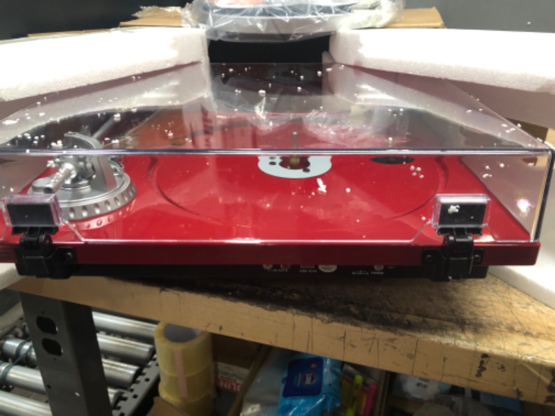 Photo 2 of DIGITNOW High Fidelity Belt Drive Bluetooth Turntable, Vinyl Record Player with Magnetic Cartridge, Adjustable Counter Weight & Anti-Skate Control, Convert Vinyl to Digital MP3s, Red, M619-01
