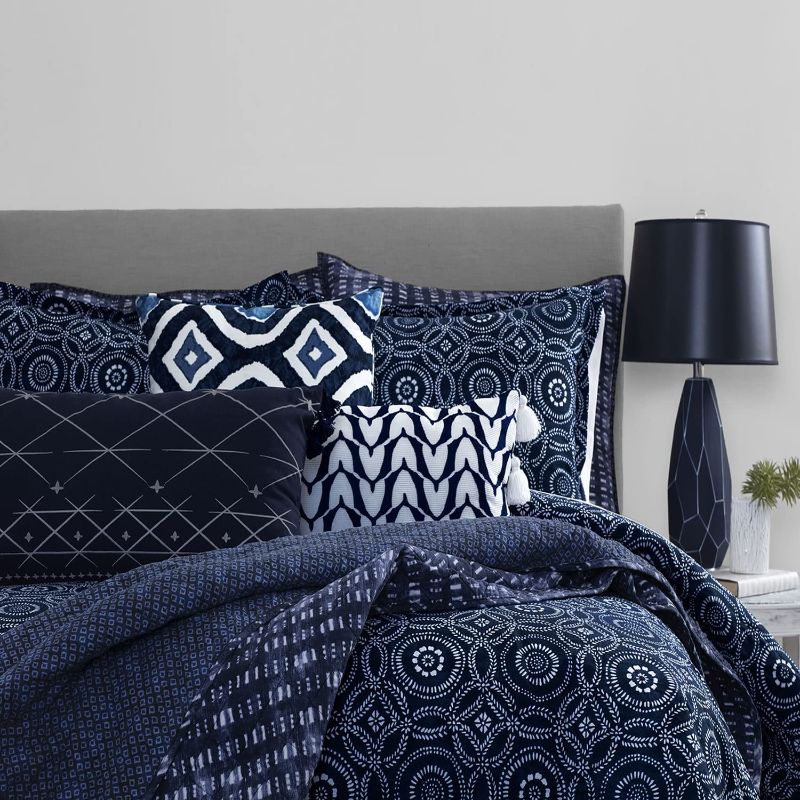 Photo 1 of * QUILT ONLY* Nikki Chu Indigo Mudcloth Cotton Quilt Set, Full/Queen
