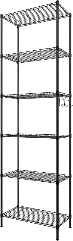 Photo 1 of Himimi 6-Tier Wire Shelving Unit, Free Standing Shelf, Metal Storage Shelves, Heavy Duty Organizer Rack for Garage, Kitchen, Living Room, Bathroom, 21.26L x 11.42W x 62.99H, Black
