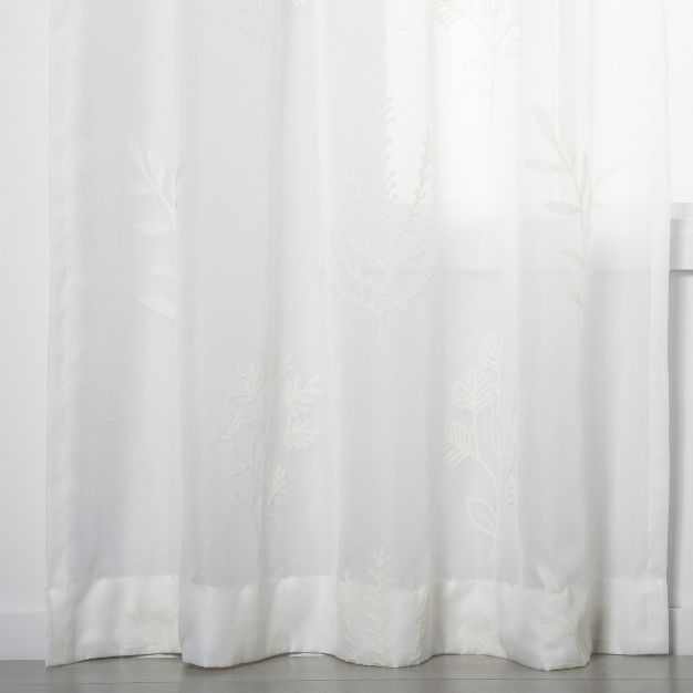 Photo 1 of 1pc 54"x84" Sheer Embroidered Floral Curtain Panel White - Opalhouse™

