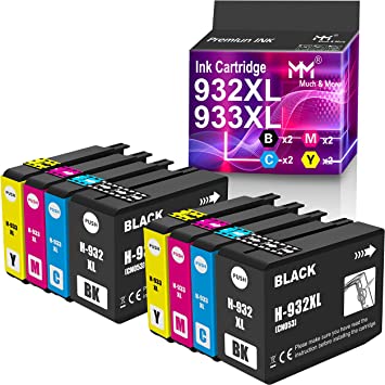 Photo 1 of MM MUCH & MORE Comaptible Ink Cartridge Replacement for HP 932XL 933XL 932 933 XL Work for OfficeJet 7610 7612 6600 6700 7510 7110 6100 Printers (2 x Black, 2 x Cyan, 2 x Magenta, 2 x Yellow, 8-Pack)
