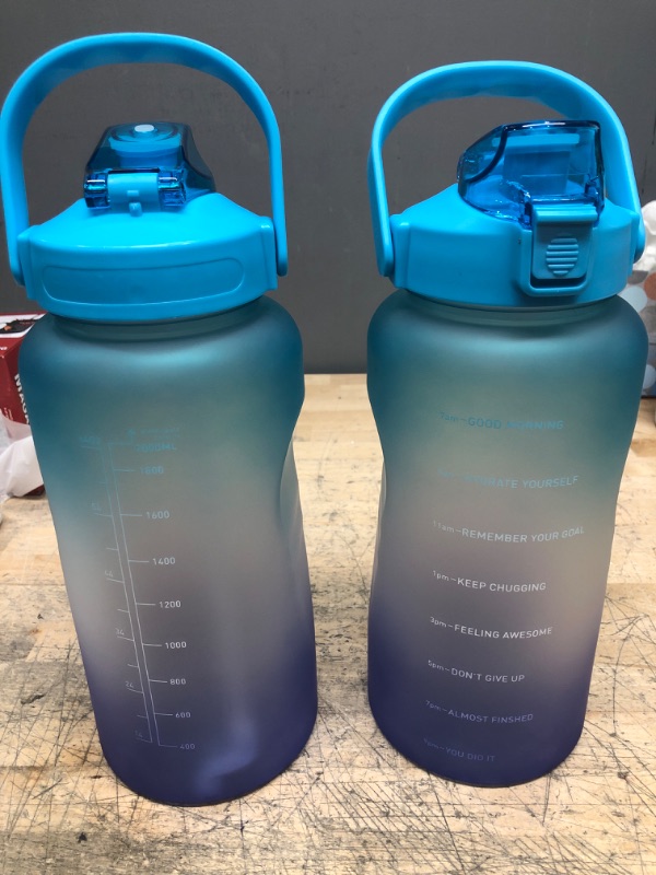 Photo 2 of 2 pack - Half Gallon Water Bottle with Sleeve 64 oz Water Bottle with Straw & Time Marker Insulated BPA Free Leakproof Sport Water Jugs for Drinking for School, Fitness, Gym and Outdoor Sports
