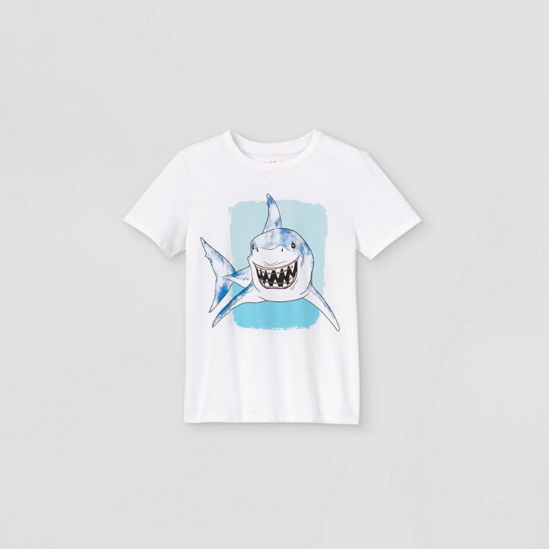 Photo 1 of Boys' Short Sleeve Smiling Shark Graphic T-Shirt - Cat & Jack™ (XL 16)