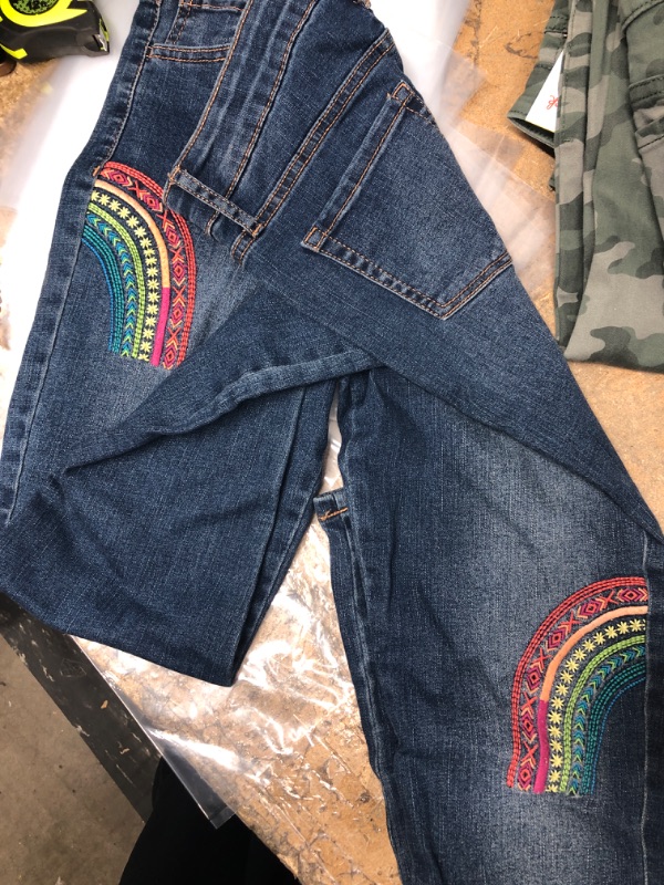 Photo 1 of Cat & Jack Girls Rainbow Embroidered Jegging - Adjustable Waist Denim Casual SIZE 16