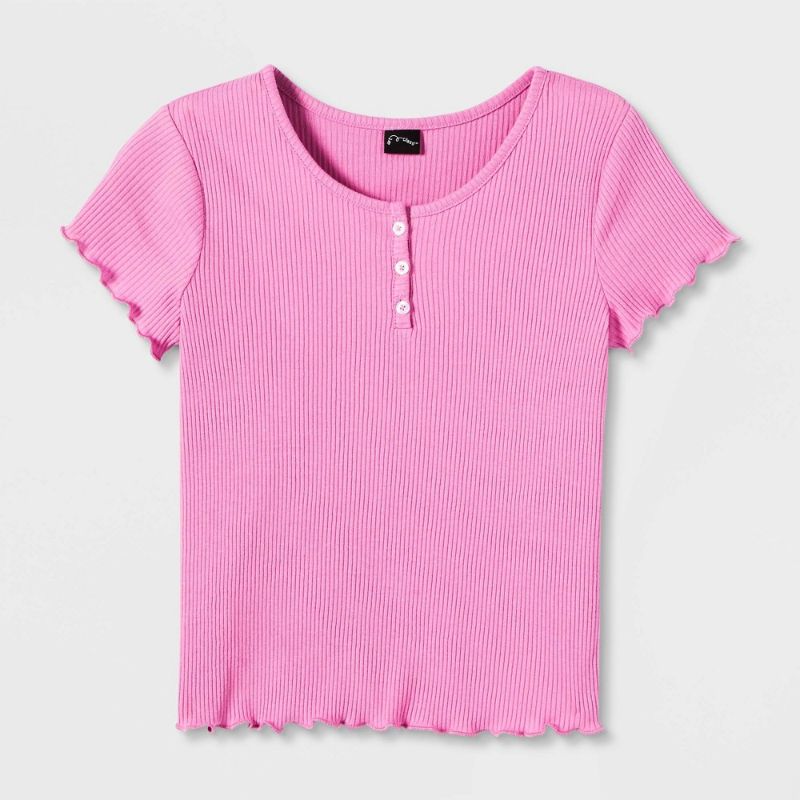 Photo 1 of Girls' Henley Short Sleeve T-Shirt - Art Class LARGE