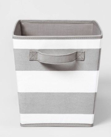 Photo 1 of 2 PACK: Canvas Stripe Bin - Pillowfort™ 10 Inches (H) x 10 Inches (W) x 15 Inches (D)

