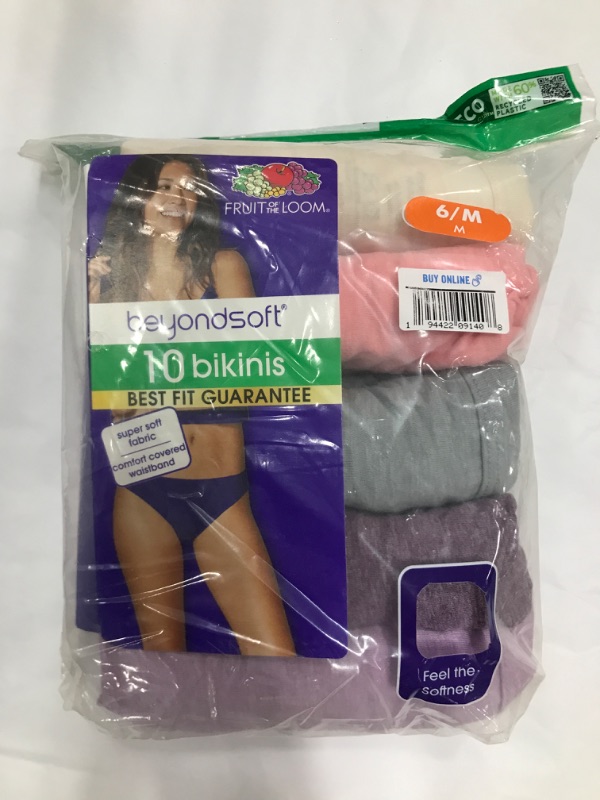 Photo 2 of Fruit of the Loom Women's 10pk Beyondsoft Bikini Underwear - Colors May Vary size 6/m

