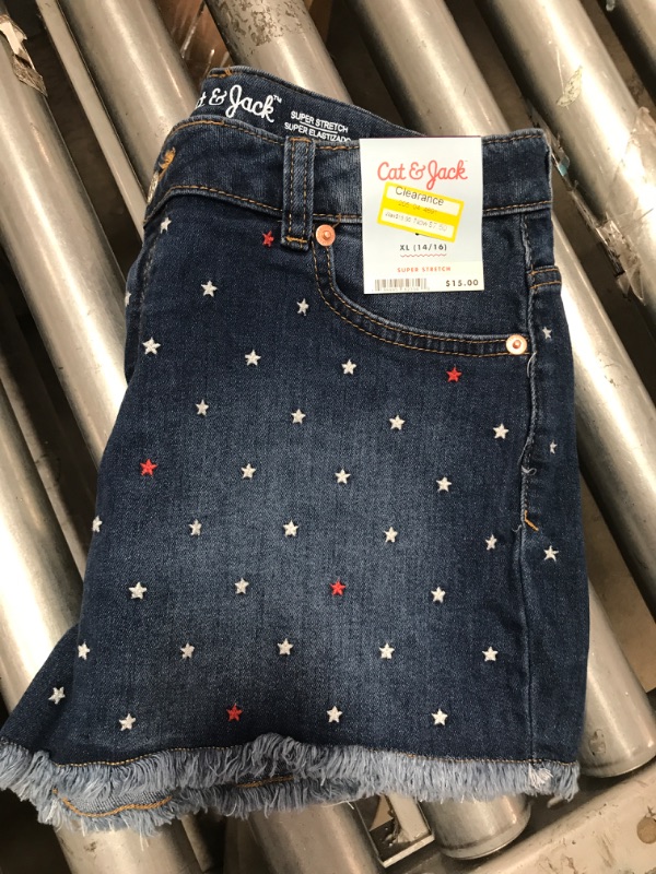 Photo 1 of Girls' Star Jean Shorts - Cat & Jack™ Dark Wash Size XL

