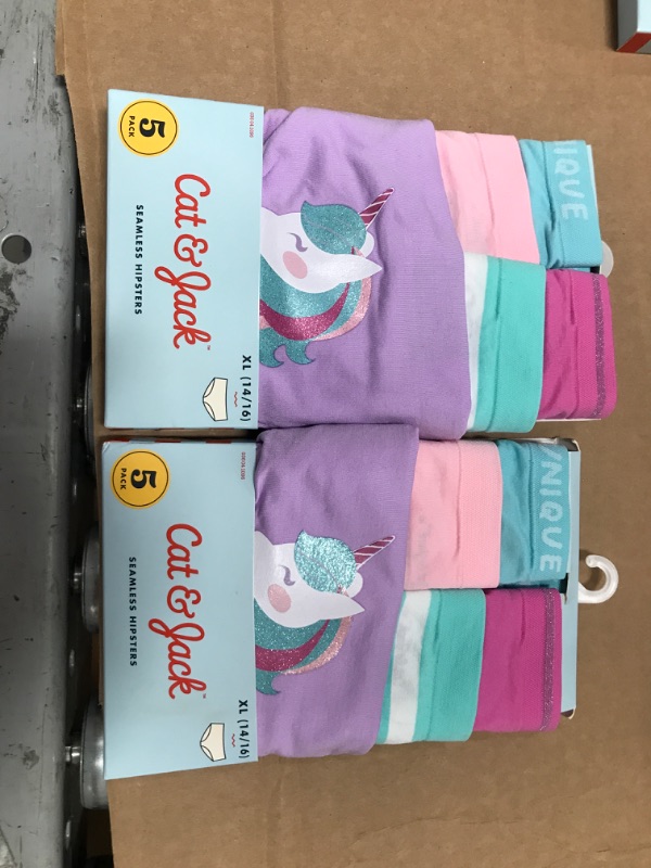 Photo 2 of 2 PACK: Girls' 5pk Unicorn Seamless Hipster - Cat & Jack™ XL (14/16)
