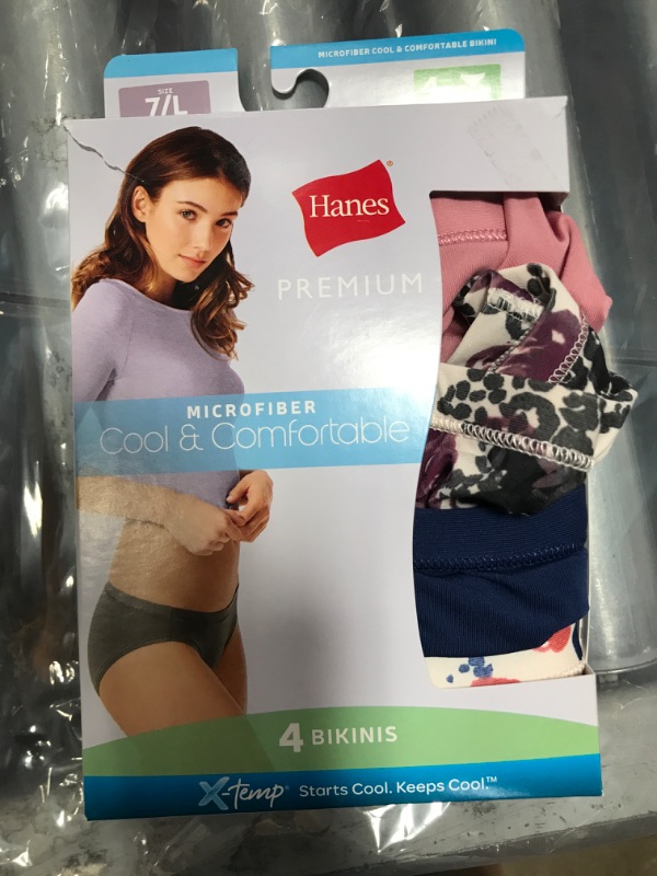 Photo 2 of Hanes Premium Women's Cool & Comfortable Microfiber Bikini Panties 4pk Size 7/L

