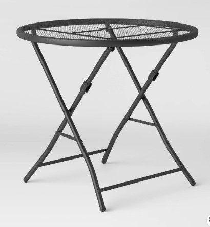 Photo 1 of 32" Metal Mesh Folding Patio Table - Room Essentials™ 27.6 Inches (H), 31.9 Inches (W), 31.9 Inches (unextended length)

