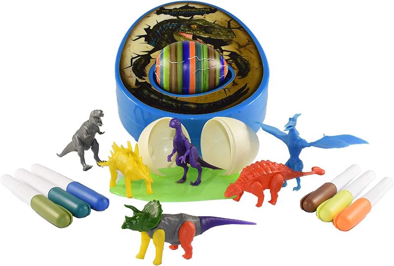 Photo 1 of 2 PACK: The DinoMazing Dinosaur Egg and Easter Egg Decorator Kit - Egg Decorating Spinner Arts and Crafts Activity - Includes Mystery Dino Eggs with Non-Toxic Slime and Markers
