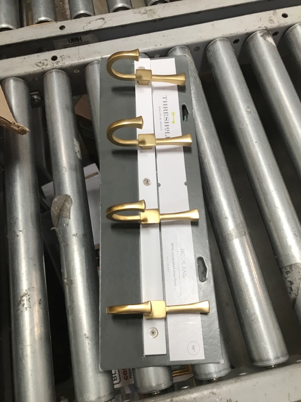 Photo 2 of 18" Flared J Hook Rail Brass/White - Threshold™ 18 Inches (L), 3.2 Inches (W), 3.18 Inches thick

