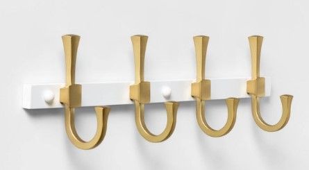 Photo 1 of 18" Flared J Hook Rail Brass/White - Threshold™ 18 Inches (L), 3.2 Inches (W), 3.18 Inches thick

