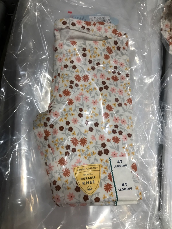 Photo 2 of 3 PACK: Toddler Girls' Floral Leggings - Cat & Jack™ Cream 4T

