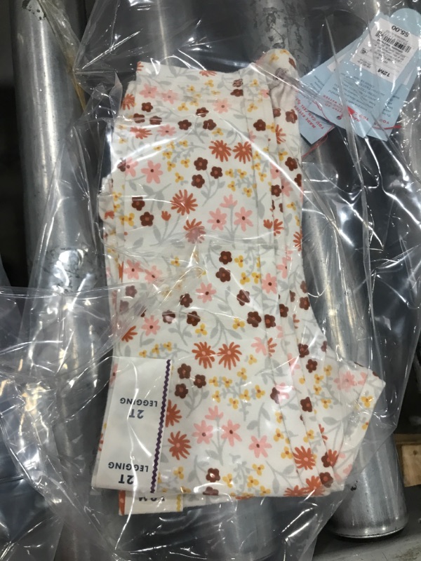 Photo 2 of 3 PACK: Toddler Girls' Floral Leggings - Cat & Jack™ Cream 12 Months & 2T
