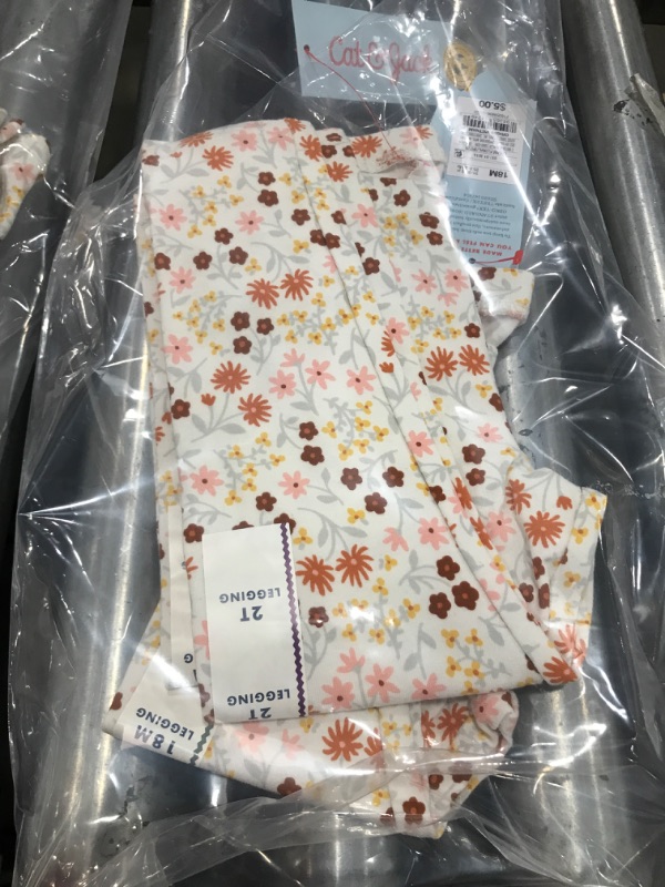 Photo 2 of 3 PACK: Toddler Girls' Floral Leggings - Cat & Jack™ Cream 18 months & 3T
