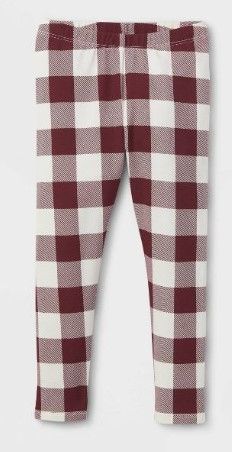 Photo 1 of 3 PACK: Toddler Girls' Buffalo Check Leggings - Cat & Jack™ Dark Red 5T