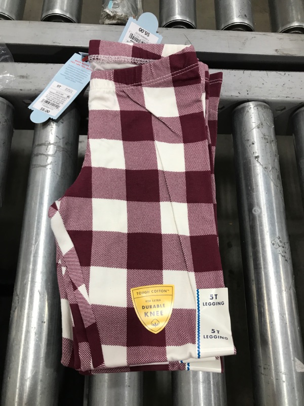 Photo 2 of 3 PACK: Toddler Girls' Buffalo Check Leggings - Cat & Jack™ Dark Red 5T