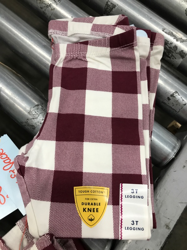 Photo 2 of 3 PACK: Toddler Girls' Buffalo Check Leggings - Cat & Jack™ Dark Red 3T
