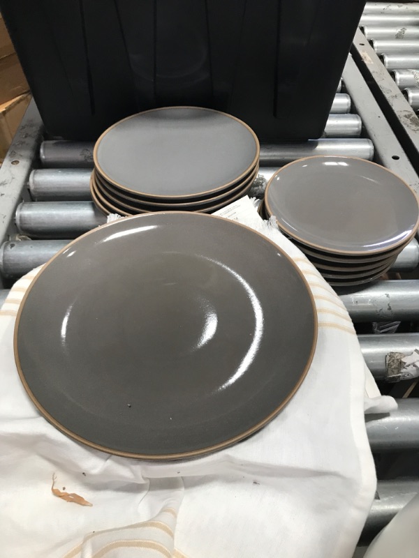 Photo 3 of 15 pcs Hearth & Hand with Magnolia Stoneware Exposed Rim Dinner Plate Gray set 