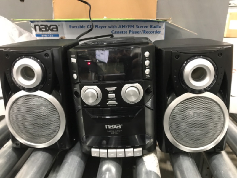 Photo 2 of NAXA Electronics NPB-426 Portable CD Player with AM/FM Stereo Radio, Cassette Player/Recorder and Twin Detachable Speakers